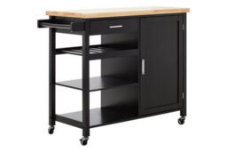 Orsina Sturdy Black Kitchen Trolley, Compact Kitchen Trolley For Entertaining Guests, Versatile Kitchen Trolley - thumbnail 1