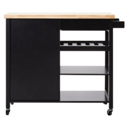 Orsina Sturdy Black Kitchen Trolley, Compact Kitchen Trolley For Entertaining Guests, Versatile Kitchen Trolley - thumbnail 4