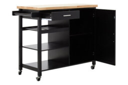Orsina Sturdy Black Kitchen Trolley, Compact Kitchen Trolley For Entertaining Guests, Versatile Kitchen Trolley - thumbnail 2