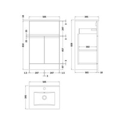Rapture Floor Standing Vanity Basin Unit With Minimalist Ceramic Basin (Tap Not Included), 500mm - Satin Blue - Balterley - thumbnail 2