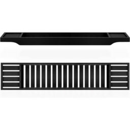 Mantraraj Bamboo Bath Caddy Tray Bridge Bath Tray Wooden Bathtub Tray Rack Caddy Tidy Bathroom Shelf Organizer Storage (Black) - thumbnail 2