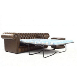 Chesterfield 3 Seater Sofabed Antique Brown Real Leather In Classic Style - thumbnail 5