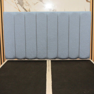 "Urban Textures - Apollo Luxury 20"" High Boucle Fabric Upholstered Line Headboard - Sky" - image 1