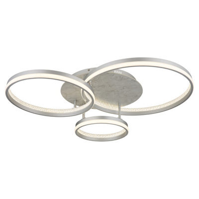 Luminosa Lighting Luminosa Mary 3 Ring Integrated Led Semi Flush Ceiling Light Silver Colored Matt 3X Led Dimmable 2700-6500K Remote Control Timer - image 1