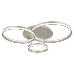 Luminosa Lighting Luminosa Mary 3 Ring Integrated Led Semi Flush Ceiling Light Silver Colored Matt 3X Led Dimmable 2700-6500K Remote Control Timer