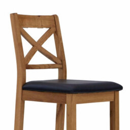 Zelah Oak Cross Back Bar Stool With Black Faux Leather Seat - By Roseland Furniture - thumbnail 8