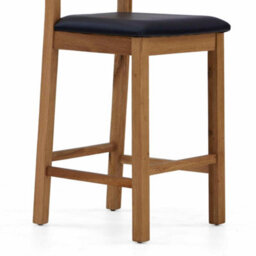 Zelah Oak Cross Back Bar Stool With Black Faux Leather Seat - By Roseland Furniture - thumbnail 9