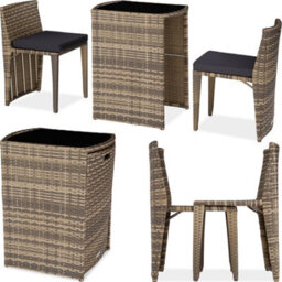 Tectake Garden Table & Chairs Hamburg - 2 Chairs, 1 Dining Table, Bistro Set - Nature