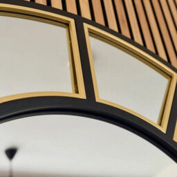 Jōbū Jobu Home - Mio - Black & Gold Metal Arched Window Mirror - 95Cm X 120Cm - thumbnail 3
