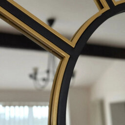 Jōbū Jobu Home - Mio - Black & Gold Metal Arched Window Mirror - 95Cm X 120Cm - thumbnail 2