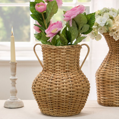 Dibor Traditional Rattan Pot Bellied Home Decor Flower Vase - image 1
