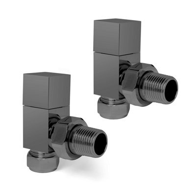 Plum&clay Pair Of Square Gun Grey Angled Radiator Valves - image 1