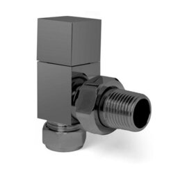 Plum&clay Pair Of Square Gun Grey Angled Radiator Valves - thumbnail 2