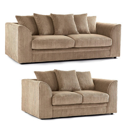 Furnishings For Less UK Luxor Jumbo Cord Coffee 3 + 2 Fabric Sofa Suite - image 1