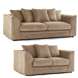 Furnishings For Less UK Luxor Jumbo Cord Coffee 3 + 2 Fabric Sofa Suite - thumbnail 1