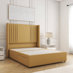 Bsspoke Cheshire Divan Bed Set Mustard Plush Velvet With 54Inch Headboard No Mattress No Drawers In Double King 4Ft 6Ft