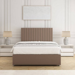 Bsspoke Brooke Divan Bed Set Mink Velvet With 24Inch Panel Headboard & Mattress & 2 Drawers Same Side 3Ft 4Ft 4Ft6 5Ft 6Ft - thumbnail 2