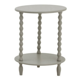 Wyld Haus Thui Grey Round Wooden Side Table With Bottom Shelf, 600mm H X 450mm Diameter - thumbnail 2
