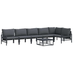 Berkfield Stylish Garden Sofa Set 7 Pcs Anthracite Steel - thumbnail 7