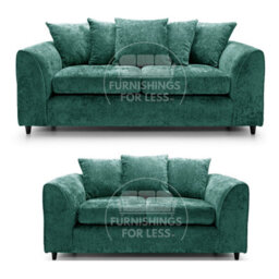 Furnishings For Less UK Monaco Chenille Fabric Sofa Set 3 And 2 Seater Sofa Teal - thumbnail 1