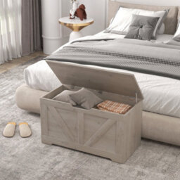 Homcom Storage Trunk For Living Room, With Safety Hinges, 80Cm, Grey - thumbnail 8