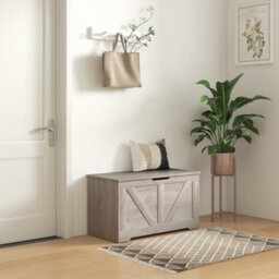Homcom Storage Trunk For Living Room, With Safety Hinges, 80Cm, Grey - thumbnail 1
