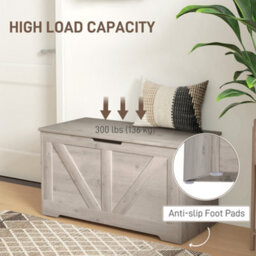 Homcom Storage Trunk For Living Room, With Safety Hinges, 80Cm, Grey - thumbnail 6