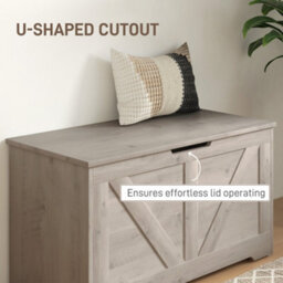 Homcom Storage Trunk For Living Room, With Safety Hinges, 80Cm, Grey - thumbnail 7