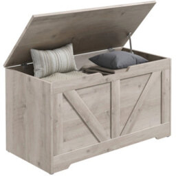 Homcom Storage Trunk For Living Room, With Safety Hinges, 80Cm, Grey - thumbnail 2