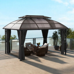 Outsunny 4 X 3(M) Polycarbonate Gazebo For Lawn, Yard, Patio, Deck, Brown