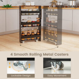 Balck+Brown 13 Cm Narrow Rolling Kitchen Trolley - thumbnail 5