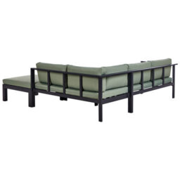 Beliani Garden Corner Sofa With Table 5 Seater Messina Left Hand Metal Green - thumbnail 7