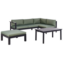Beliani Garden Corner Sofa With Table 5 Seater Messina Left Hand Metal Green - thumbnail 4