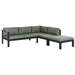 Beliani Garden Corner Sofa With Table 5 Seater Messina Left Hand Metal Green - thumbnail 6