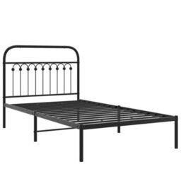 Berkfield Metal Bed Frame Without Mattress With Headboard Black 100X200Cm - thumbnail 3