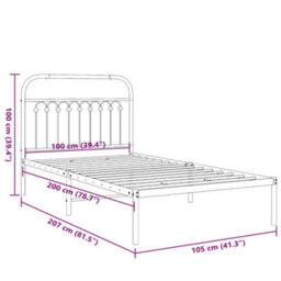 Berkfield Metal Bed Frame Without Mattress With Headboard Black 100X200Cm - thumbnail 8