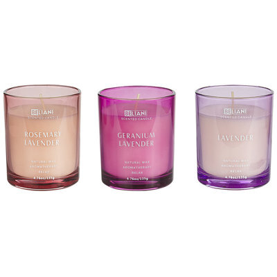 Beliani Set Of 3 Scented Candles Sheer Joy Soy Wax Floral Notes - image 1