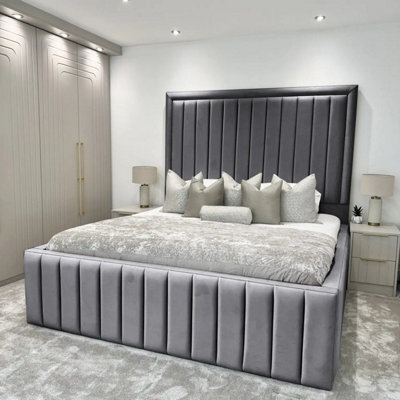 UKBEDFURNITURE Hampton Plush Velvet Upholstered Bed Frame Only - Blackboard - image 1