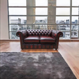 Chesterfield 2 Seater Antique Oxblood Real Leather Tufted Buttoned Sofa Settee In Classic Style - thumbnail 2