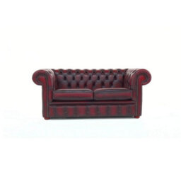 Chesterfield 2 Seater Antique Oxblood Real Leather Tufted Buttoned Sofa Settee In Classic Style - thumbnail 3