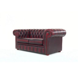 Chesterfield 2 Seater Antique Oxblood Real Leather Tufted Buttoned Sofa Settee In Classic Style - thumbnail 5
