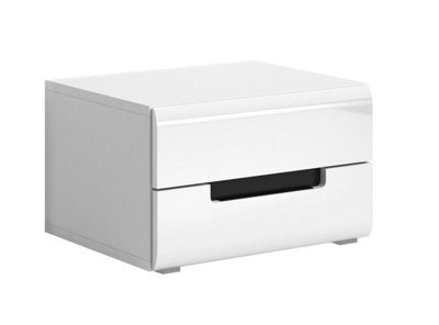 Arte Hektor 22 Bedside Table W520mm H350mm D440mm - White Gloss & Matt, Sleek Design With Rounded Edges - image 1
