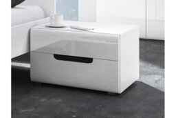 Arte Hektor 22 Bedside Table W520mm H350mm D440mm - White Gloss & Matt, Sleek Design With Rounded Edges - thumbnail 2