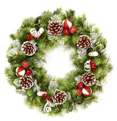 Premier Decorations Limited Premier Dressed Artificial Christmas Wreath Red & White 45Cm Door Decoration - image 1