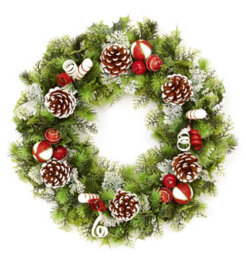 Premier Decorations Limited Premier Dressed Artificial Christmas Wreath Red & White 45Cm Door Decoration - thumbnail 1