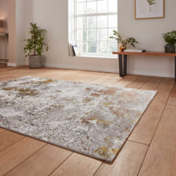 Beige Gold Abstract 8mm Thick Stain-Resistant Rug For Bedroom, Dining Room, Easy To Clean Modern Area Rug-120Cm X 170Cm - thumbnail 2