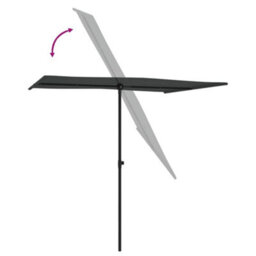Berkfield Outdoor Parasol With Aluminium Pole 2X1.5 M Anthracite - thumbnail 5