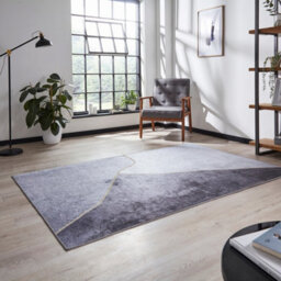 Grey Gold Abstract Modern Rug Easy To Clean Living Room Bedroom And Dining Room-150Cm X 230Cm - thumbnail 2