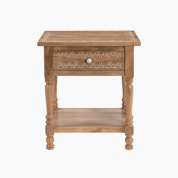 Furniturebox Uk Lima White Oak Effect Wood Carved Bedside Table - thumbnail 3