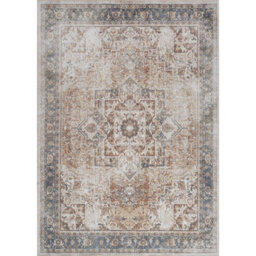 Livabliss Lillian-Washable Brown Blue Traditional Vintage Boho Living Dining Rug 200 X 275 Cm Easy Care, Non Shedding - thumbnail 1